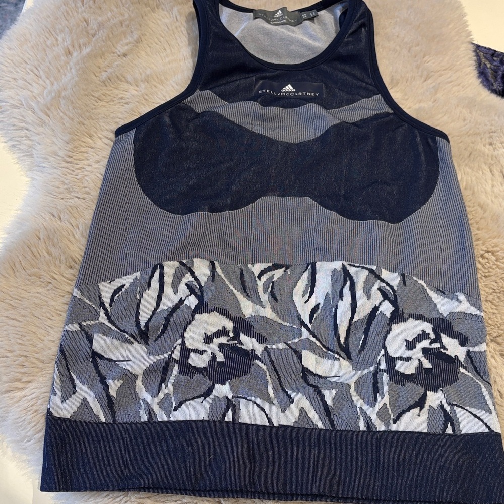 Adidas Black and Gray Floral Tank Top